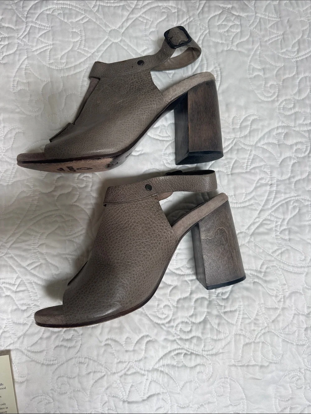 Cordero Taupe Leather Slingback Heels